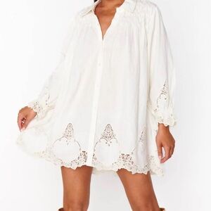 Show me your mumu: leona mini dress - white lace embroidery NWT Medium